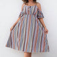 Penelope Plus Size Striped Cold-Shoulder Dress
