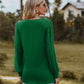 Swiss Dot V-Neck Long Sleeve Blouse