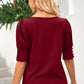 Round Neck Lantern Sleeve Blouse