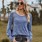 Full Size Round Neck Long Sleeve Buttoned T-Shirt