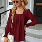 Full Size Square Neck Puff Sleeve Blouse