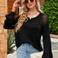 Beauteous Openwork Round Neck Dropped Shoulder Knit Top
