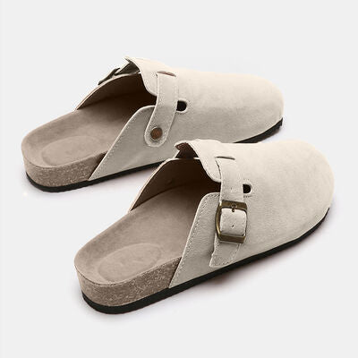 Suede Shoe Closed Toe Buckle Slides