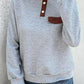 Contrast Ribbed Quarter-Snap Sweatshirt