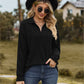 Collared Neck Cable-Knit Long Sleeve Blouse
