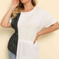 Plus Size Striped Color Block Asymmetrical T-Shirt