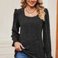 Square Neck Flounce Sleeve T-Shirt