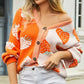 Sophia & Grace Printed V-Neck Button-Down Long Sleeve Cardigan