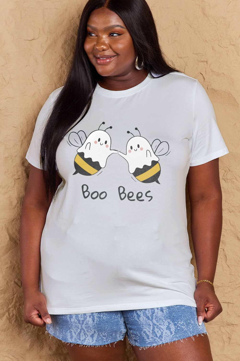 Simply Love Full Size Halloween BOO BEES Graphic Cotton T-Shirt