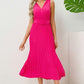 Surplice Sleeveless Midi Pleated Dress