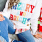 Christmas Themed MERRY AND BRIGHT Cable Knit Pullover Sweatshirt
