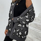 Leopard Open Front Dropped Shoulder Cardigan