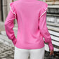 Malibu Dreams Round Neck Ruffle Trim Long Sleeve Pullover Sweater