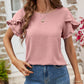 Malibu Dreams Textured Petal Sleeve Round Neck Tee