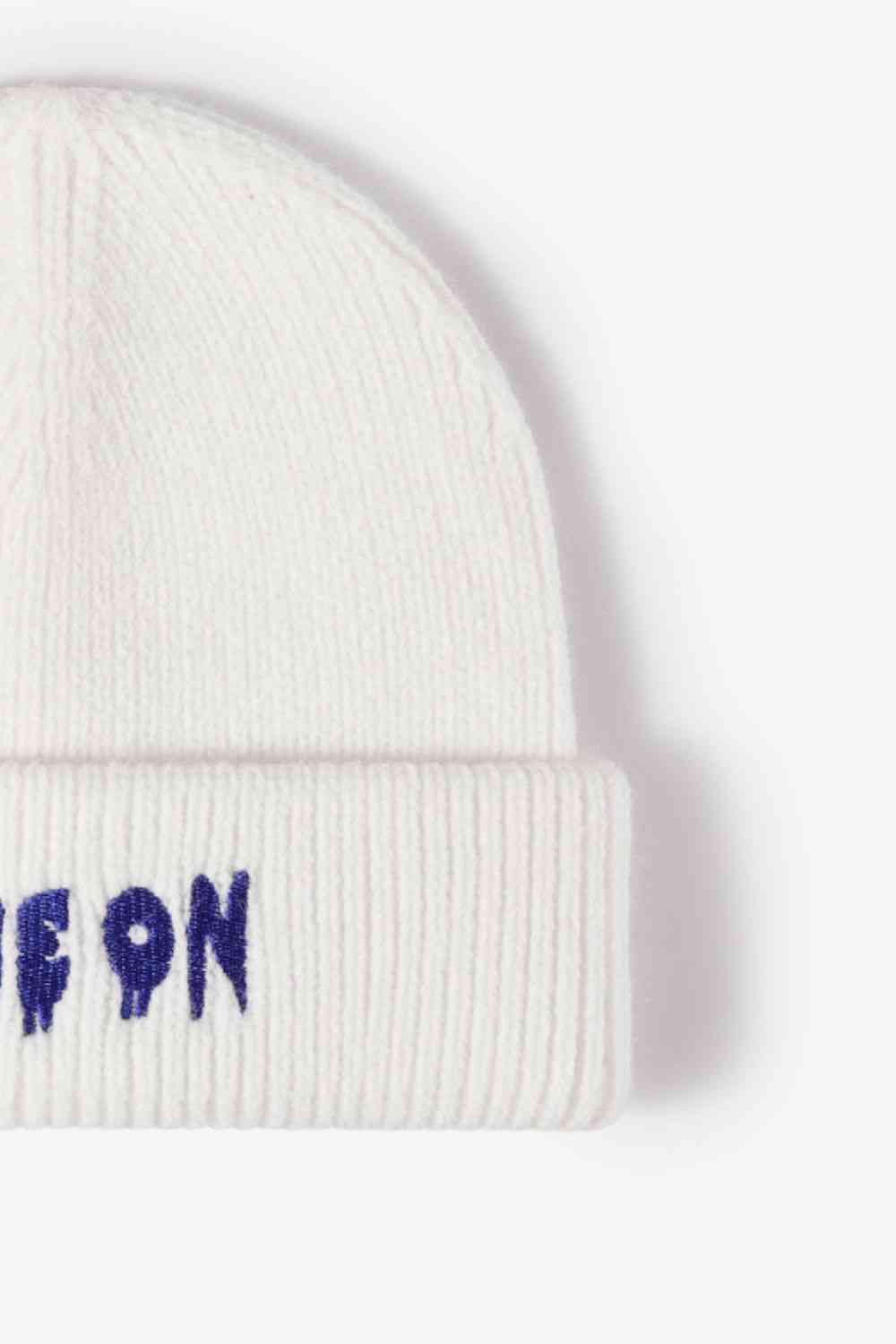 BeanieHatz COME ON Embroidered Cuff Knit Beanie