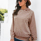 Horizontal Stripe Raglan Sleeve Hoodie