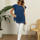 Full Size Swiss Dot Round Neck Tiered Blouse