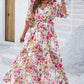 Printed Tied Half Sleeve Slit Dress