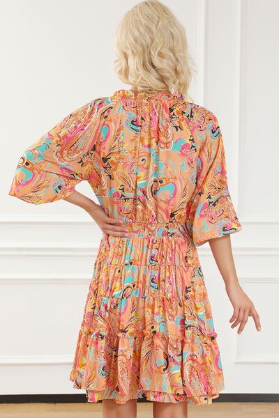 Printed Smocked Frill Tiered Dress