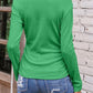Textured Ruched V-Neck Long Sleeve T-Shirt