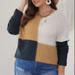 Plus Size Color Block Round Neck Sweater