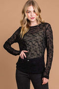 Culture Code Full Size Round Neck Mesh Perspective Top *