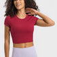 Women's Round Neck Short Sleeve Cropped Sports T-Shirt
