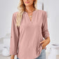 Full Size V-Neck Roll-Tap Sleeve Blouse