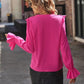 Full Size Ruffled V-Neck Flounce Sleeve Shirt