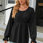 Round Neck Flounce Sleeve Blouse