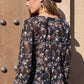 Printed Round Neck Long Sleeve Blouse