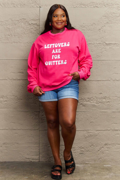 Simply Love Seasonal Themed Full Size LEFTOVERS ARE FOR QUITTERS Graphic Sweatshirt