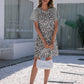 SO SASSY Leopard Round Neck Short Sleeve Mini Dress