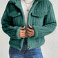 Fuzzy Button Up Collared Neck Jacket