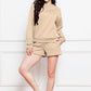 Comfy n' Cozy Round Neck Long Sleeve Sweatshirt and Drawstring Shorts Set