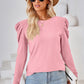 Round Neck Puff Sleeve Blouse