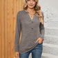 Full Size Notched Neck Long Sleeve T-Shirt