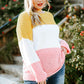 Sunny Yellows Plus Size Color Block Round Neck Sweater 🦋