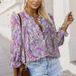 Printed Frill Flounce Sleeve Shirt