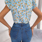Floral Tie Neck Flutter Sleeve Blouse
