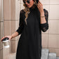Lace Trim Long Sleeve Hooded Black Dress
