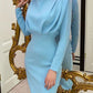 Ruched Turtleneck Long Sleeve Dress