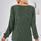 Ribbed Square Neck Long Sleeve T-Shirt