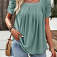 Eyelet Square Neck Puff Sleeve T-Shirt