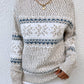 CHRISTMAS Snowflake Pattern Mock Neck Sweater
