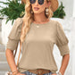 Round Neck Lantern Sleeve Blouse