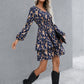 Floral Layered Surplice Balloon Sleeve Dress