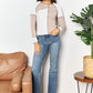 Double Take Khaki Color Block Exposed Seam Top