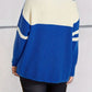 Quarter Zip Striped Dropped Shoulder Sweater