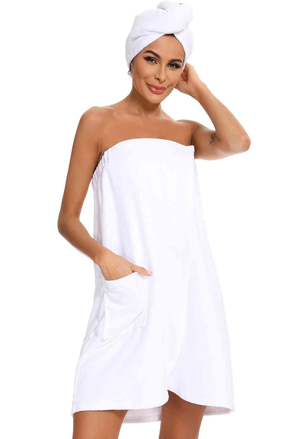 Full Size Strapless Robe with pocket